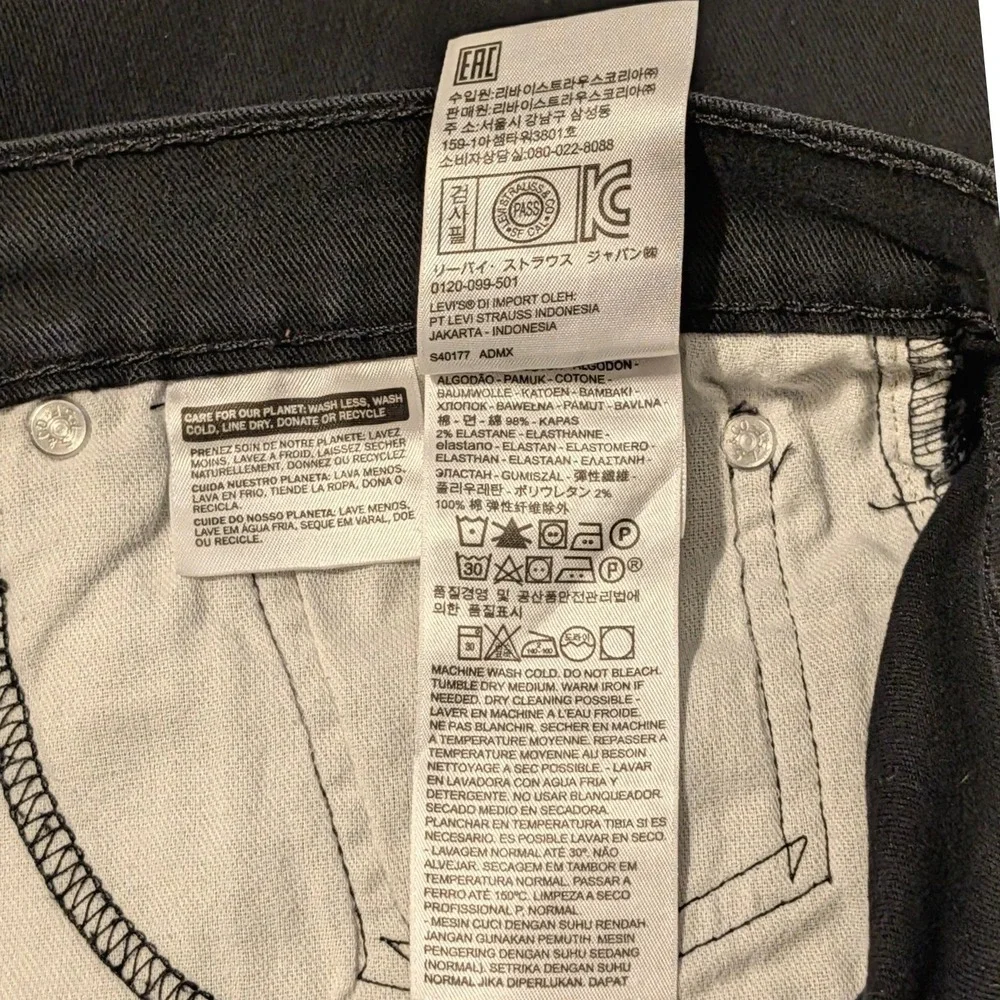 Levis 513 Slim Straight Jeans Mens 36x34 Black Denim Pants 00513-0691
